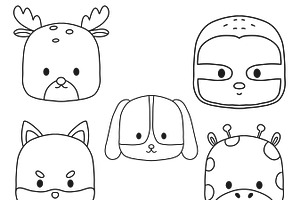 Cartoon Animal Faces Set 1 Procreate