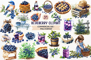 Watercolor Blueberry PNG Clipart, a Food Illustration by SugarCloudStudioArt