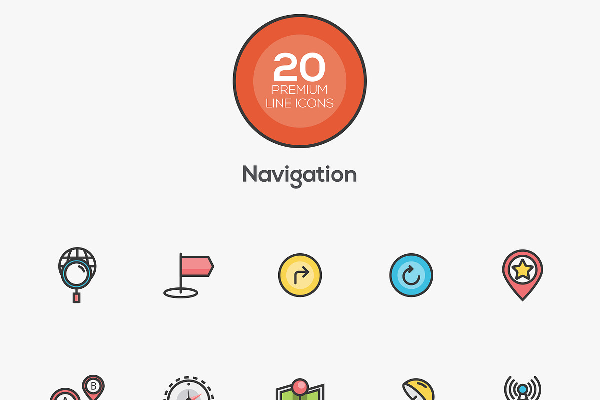Set of modern Color Line Design icon preview 6