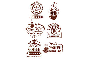 Coffee Cup Brown Icon For Cafe Label Design