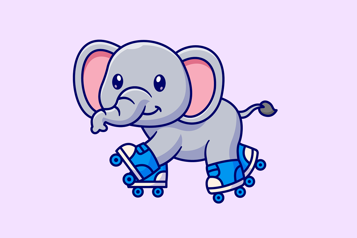 Cute Elephant Playing Roller Skate, an Animal Illustration by Catalyst Labs (Photo 2 of 3)