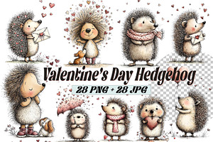 Valentine's Day Hedgehog Clipart, a Graphic by one-touch