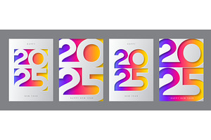 Set of 2025 Happy New Year posters, a Decorative Illustration by Andrey Yaroslavtsev