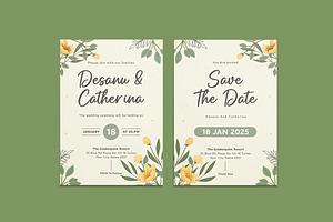 Linely Floral Wedding Invitation, an Invitation Template by iDoodle Studio