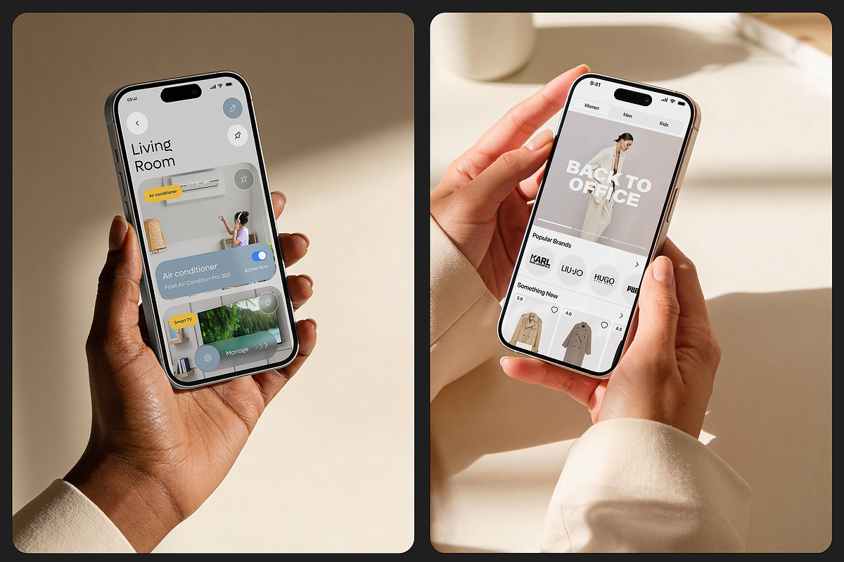 Hand Held Creamy Devices Mockups, a Device Mockup by Dikarte.Store (Photo 8 of 10)