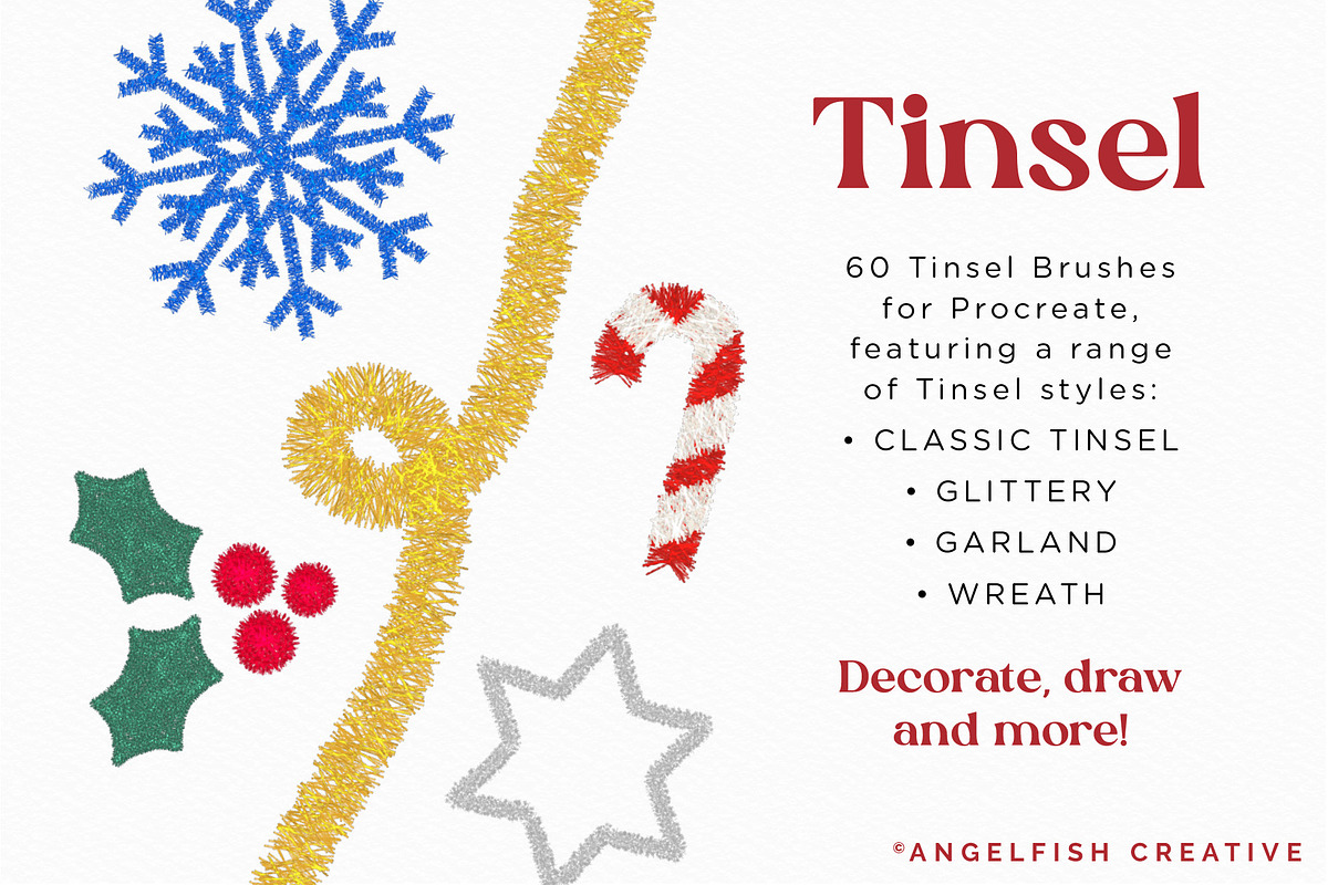 Tinsel Procreate Brush Set, a Brush Add-On by AngelfishCreative (Photo 2 of 11)