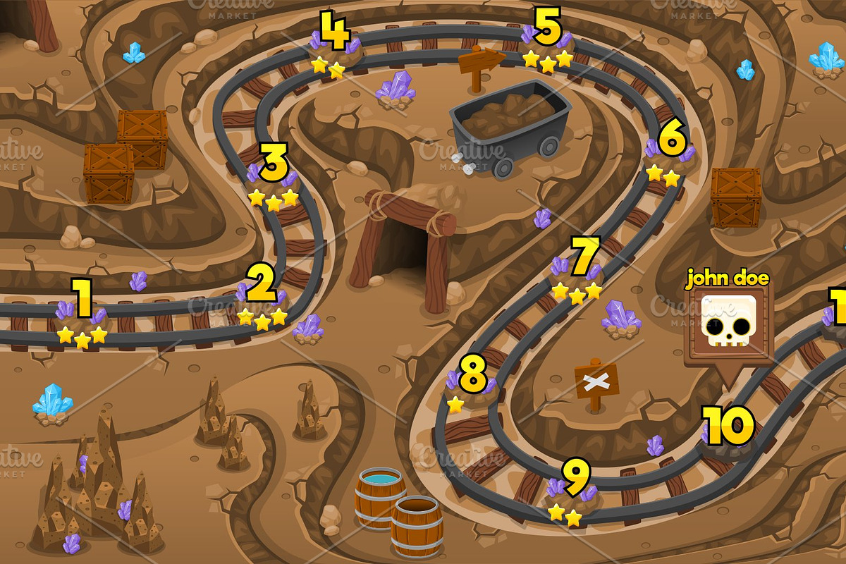Game Level Map Pack - Horizontal, an Illustration by pzUH (Photo 4 of 8)