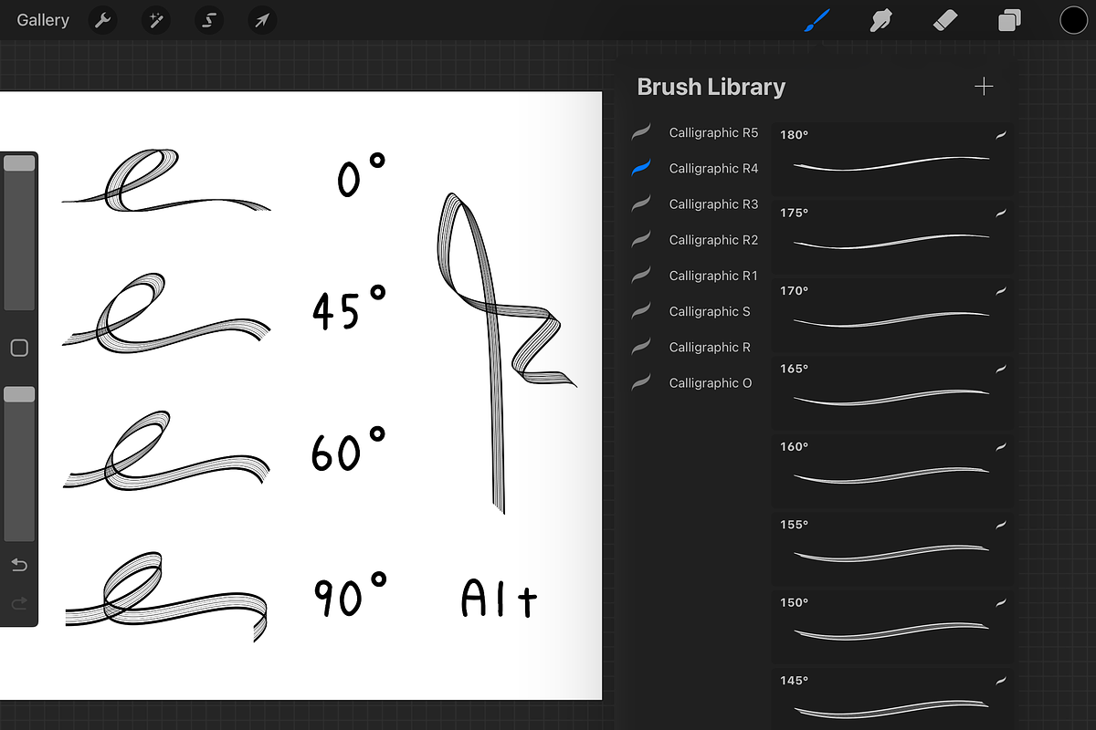 Procreate Calligraphic Brushes [iv], a Brush Add-On by 103cia (Photo 2 of 4)