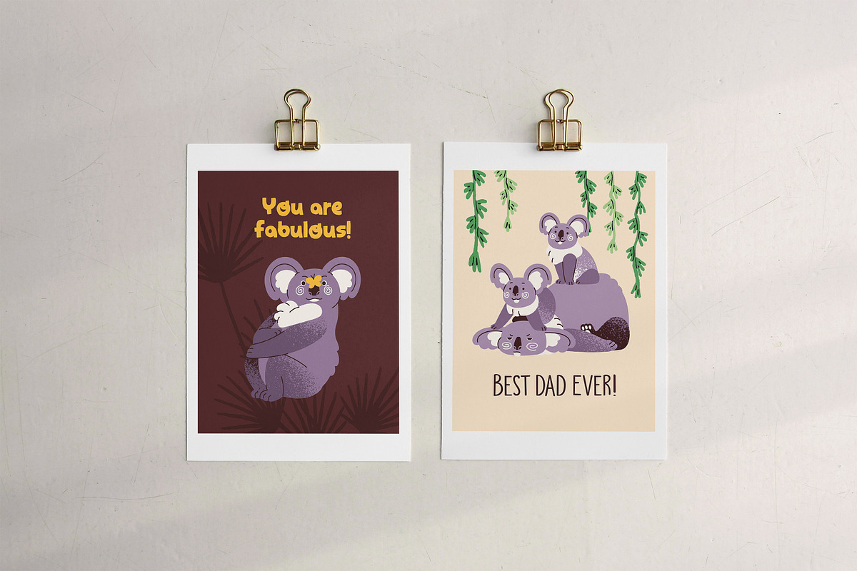 Cute koalas set, cards, patterns, an Animal Illustration by PaperTrident (Photo 10 of 17)