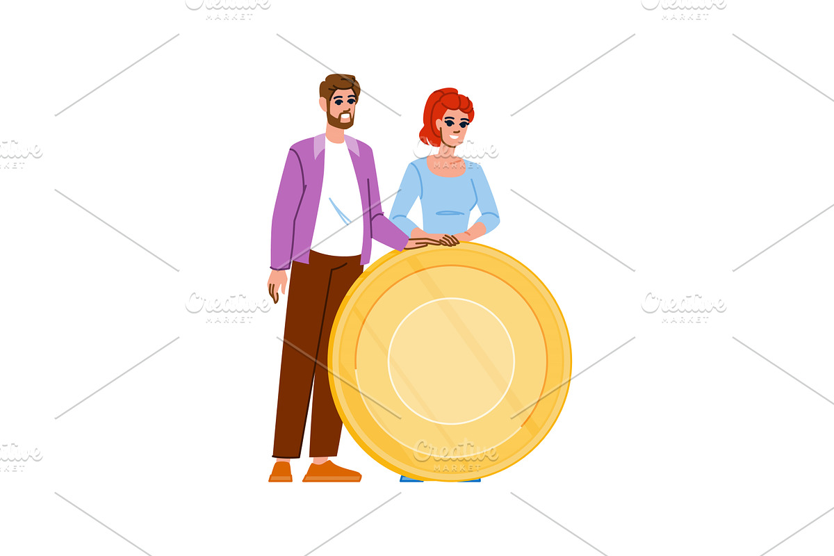 Business people holding huge golden, a Finance Illustration by pikepicture