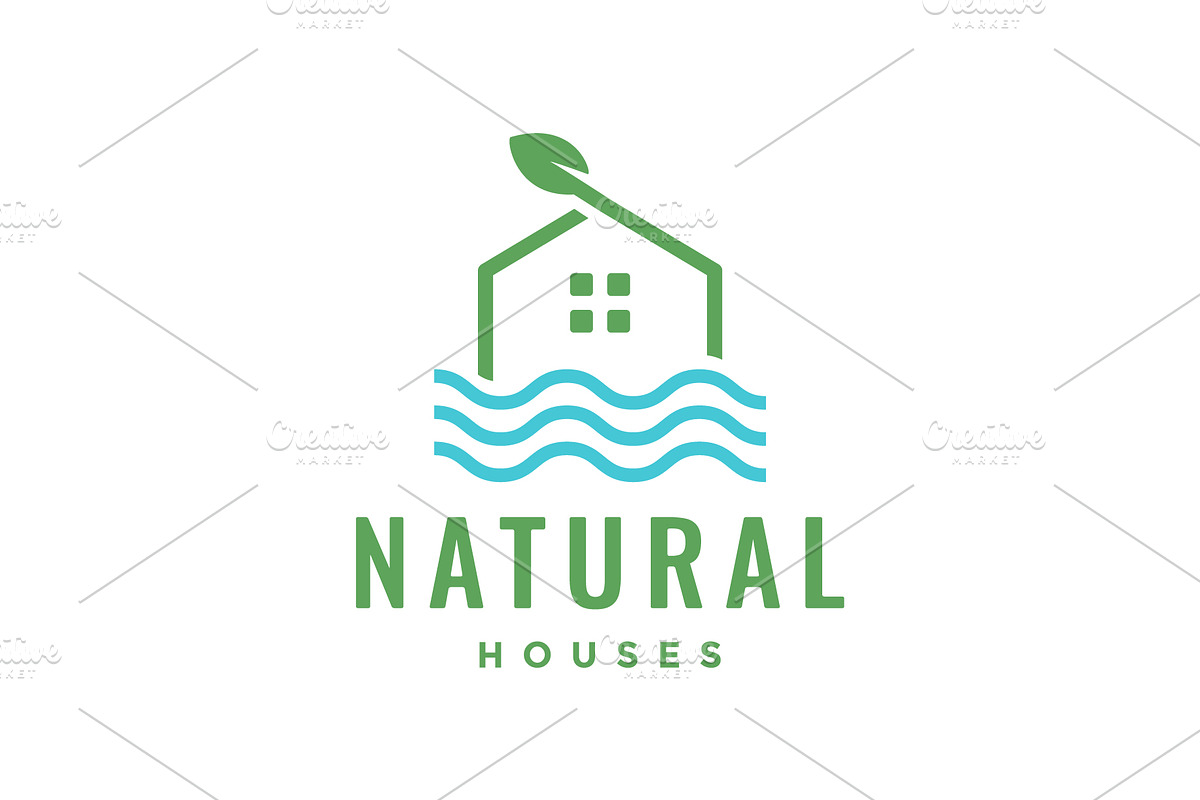 nature house with river village logo, a Branding & Logo Template by devastd