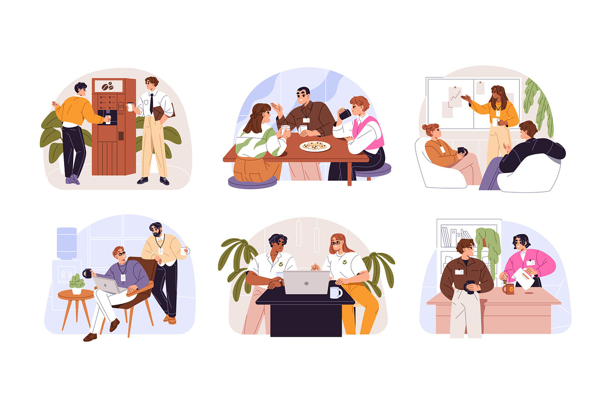 People on coffee break at work set, a Person Illustration by PaperTrident (Photo 1 of 7)