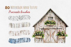 Procreate Watercolor Wood Texture, a Brush Add-On by HopeArtIllustration