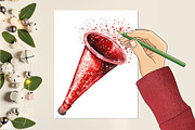 Red Birthday Watercolor Cliparts, an Illustration by RobertsArt (Thumbnail 6 of 7)