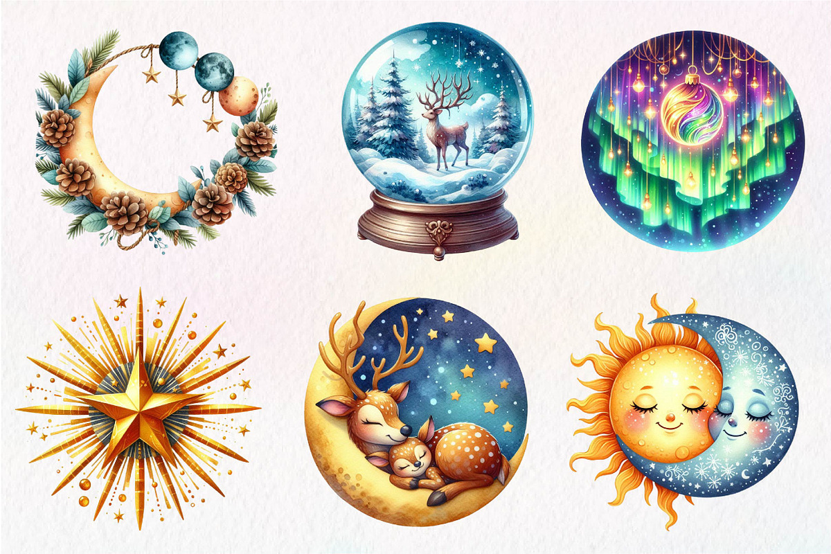 Celestial Christmas Clipart, an Illustration by Dream Creation (Photo 3 of 7)