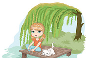 set with 32 cartoon girls-cute girls, an Animal Illustration by StudioLondon (Thumbnail 6 of 33)