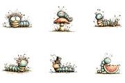 Summer Caterpillar Clipart PNG, a Seasonal Illustration by CreationArt (Thumbnail 5 of 5)