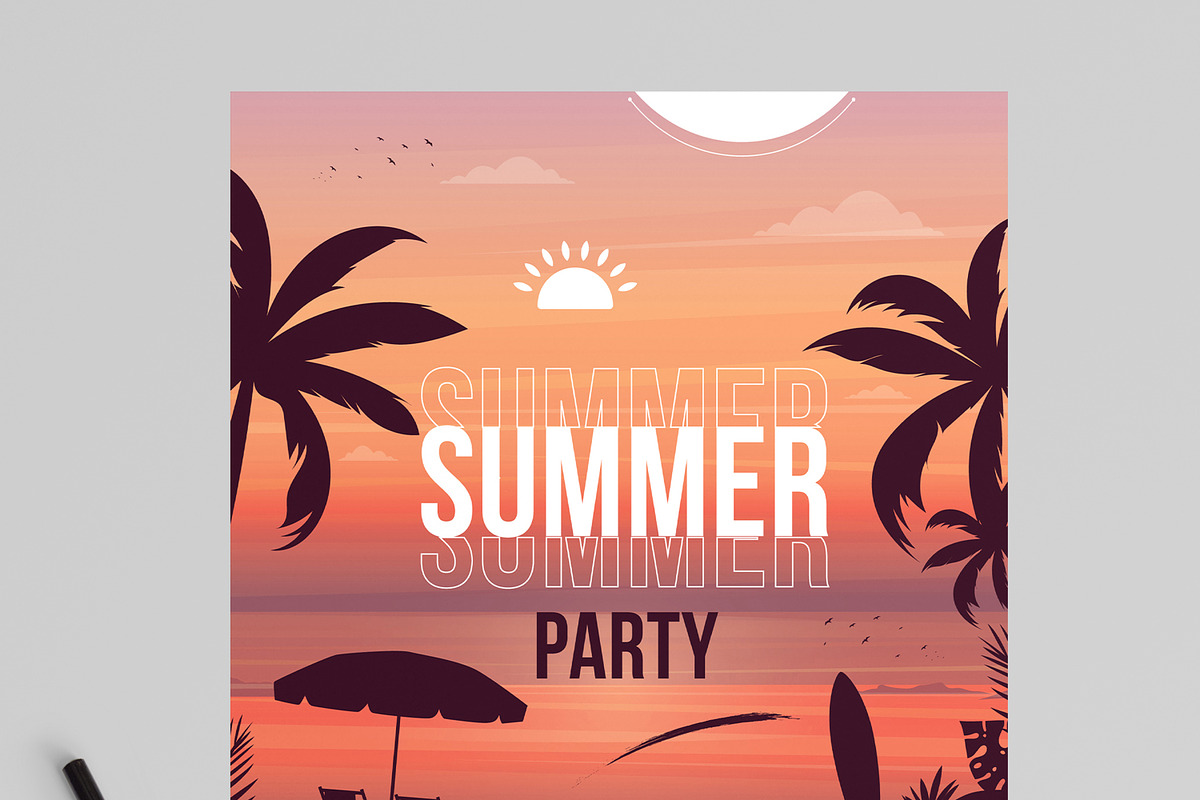 Summer Party Flyer Design Template, a Flyer Template by MightyDesign (Photo 2 of 8)