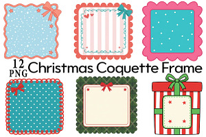Christmas Coquette Frame Clipart Bun, an Illustration by Daily.Designs