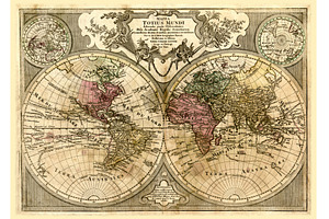 High Quality Antique World Map 1675