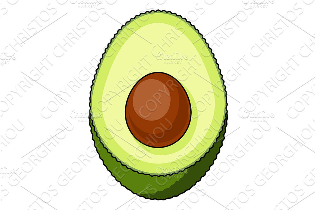 Avocado Half With Seed Healthy Food, a Food Illustration by Christos Georghiou