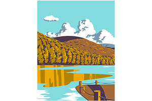 Quaker Lake Allegany State Park WPA, a Decorative Illustration by patrimonio