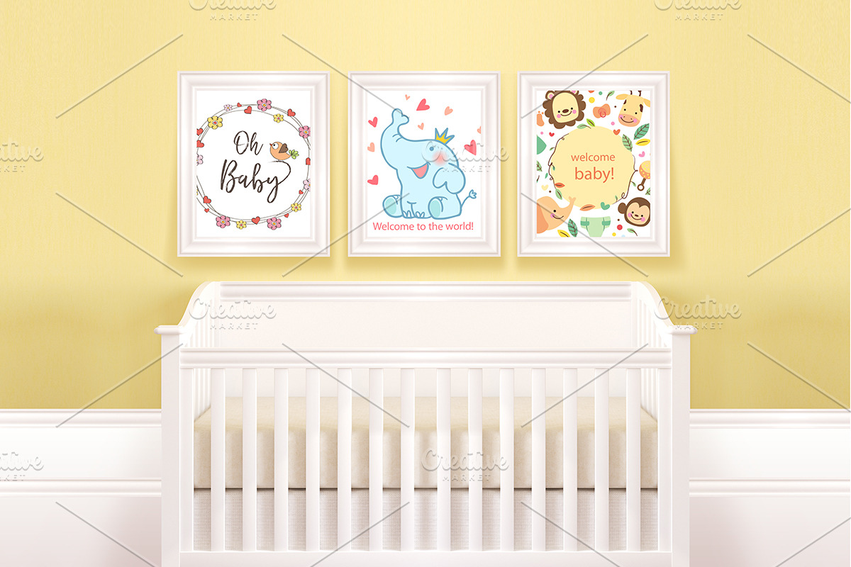 Frame mockups with child crib, a Print Template by Milan Mockup (Photo 1 of 5)