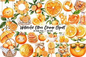 Watercolor Citrus Orange Clipart PNG, an Illustration by Libby Wishes