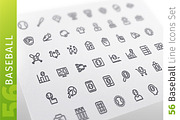Baseball Line Icons Set, an Outline Icon by Voysla's Shop (Thumbnail 1 of 4)