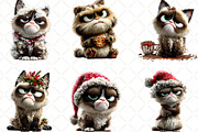Grumpy Christmas Cat Clipart, an Illustration by Black Bird Studio (Thumbnail 2 of 7)
