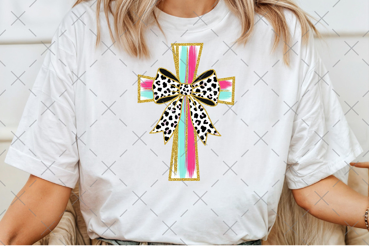 Glitter Leopard Bow Cross PNG, an Illustration by Craft Nest (Photo 4 of 6)