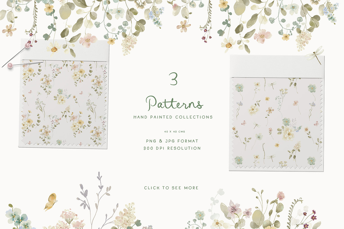 Easter Spring wildflower meadow set, a Decorative Illustration by Grace Noboa Illustrations (Photo 5 of 14)