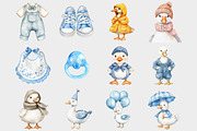 Watercolor Blue Silly Goose Clipart, a Seasonal Illustration by Design Market (Thumbnail 3 of 4)