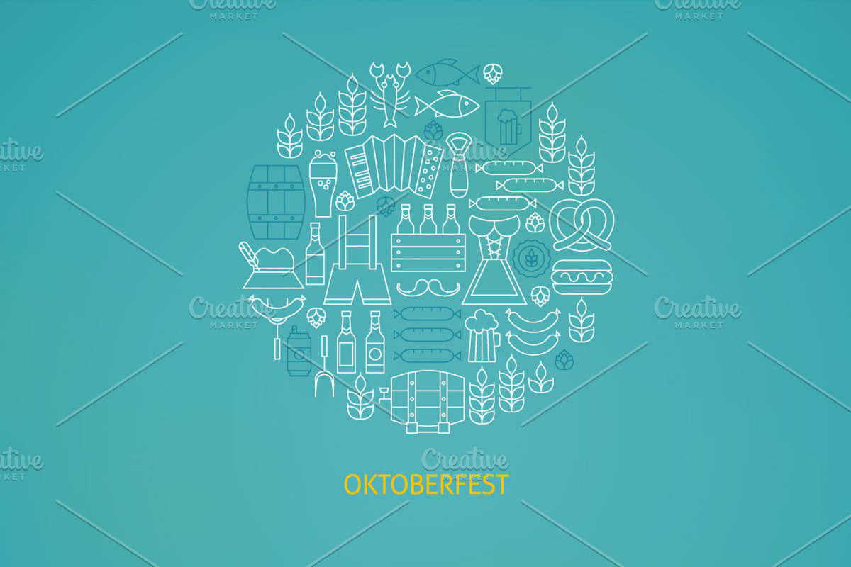 Oktoberfest Line Art Icons, an Outline Icon by Anna_leni (Photo 5 of 6)