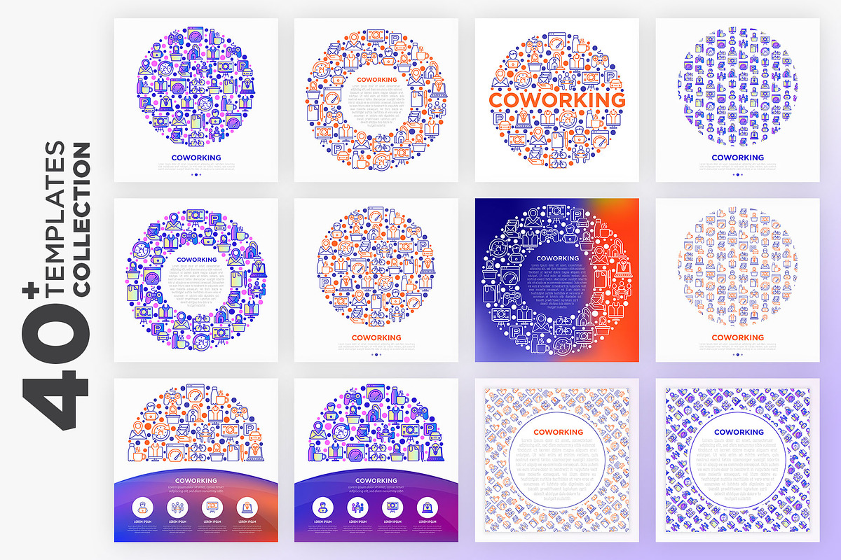 40 Coworking Templates / 16 Icons, a Flyer Template by Alex Blogoodf (Photo 2 of 13)