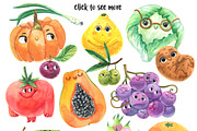 Watercolor Cute FRUIT and VEGETABLES, a Food Illustration by KatBranchArt (Thumbnail 2 of 6)