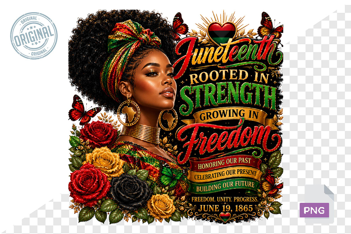 Juneteenth PNG, Black Woman, a Seasonal Illustration by CreationArt (Photo 3 of 7)