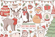 Christmas Animals Clipart, a Seasonal Illustration by TitaLivingArt (Thumbnail 1 of 9)