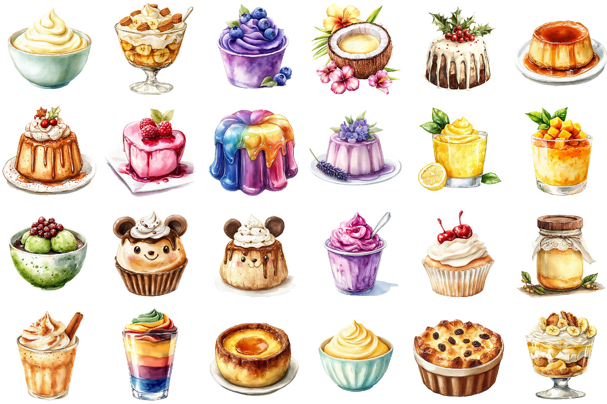 Pudding Watercolor Clipart, an Illustration by Sublimation Artist (Photo 2 of 6)