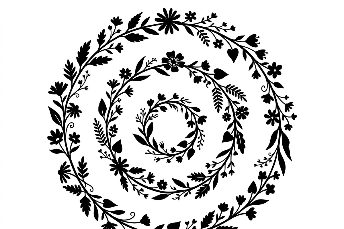 50 Elegant Floral Leaf Spiral Frame, a Decorative Illustration by Amazin_art (Photo 4 of 39)