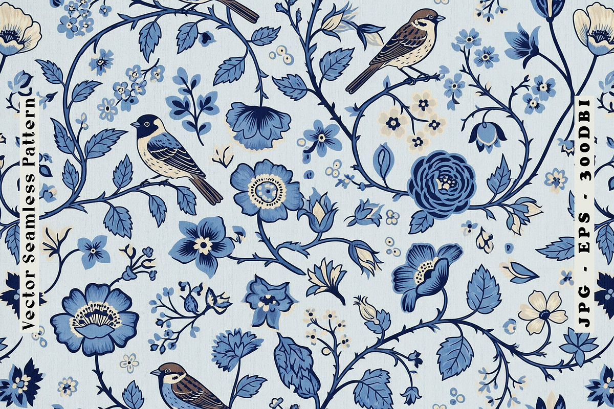 Rustic Songbirds Seamless Vector, a Pattern Graphic by one-touch (Photo 1 of 10)