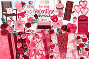 Valentine clipart and pattern bundle, an Illustration by Gaynor Carradice Designs (Thumbnail 1 of 3)