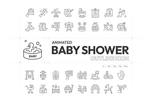 Baby Shower Animated Icons, an Outline Icon by Prosymbols