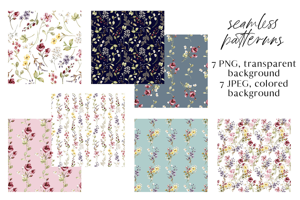 Wild flowers, poppies watercolor set, a Texture Illustration by Larisa Maslova (Photo 10 of 12)