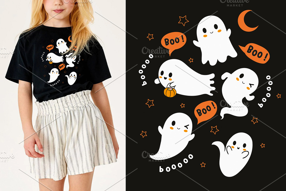 Halloween Graphics.Cute ghost vector, an Animal Illustration by StudioLondon