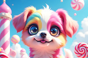 Whimsical Candy Dog, an Animal Illustration by Sharon Schwalbe (Thumbnail 2 of 2)