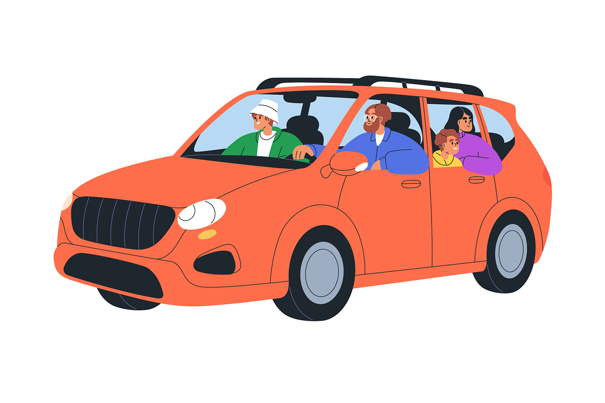 People in car on road travel set, a Transportation Illustration by Good Studio (Photo 4 of 6)
