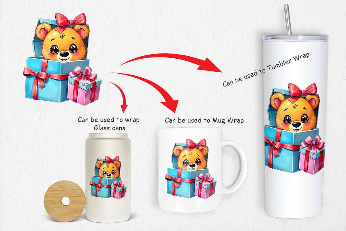 Bear Cub Clipart Gift, a Graphic by Artnoy (Photo 4 of 5)