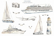 Nautical BUNDLE watercolor, a Transportation Illustration by Marina Ermakova (Thumbnail 15 of 21)