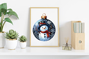 Watercolor Ornament Snowman Clipart, an Illustration by Canvas Craft (Thumbnail 7 of 9)